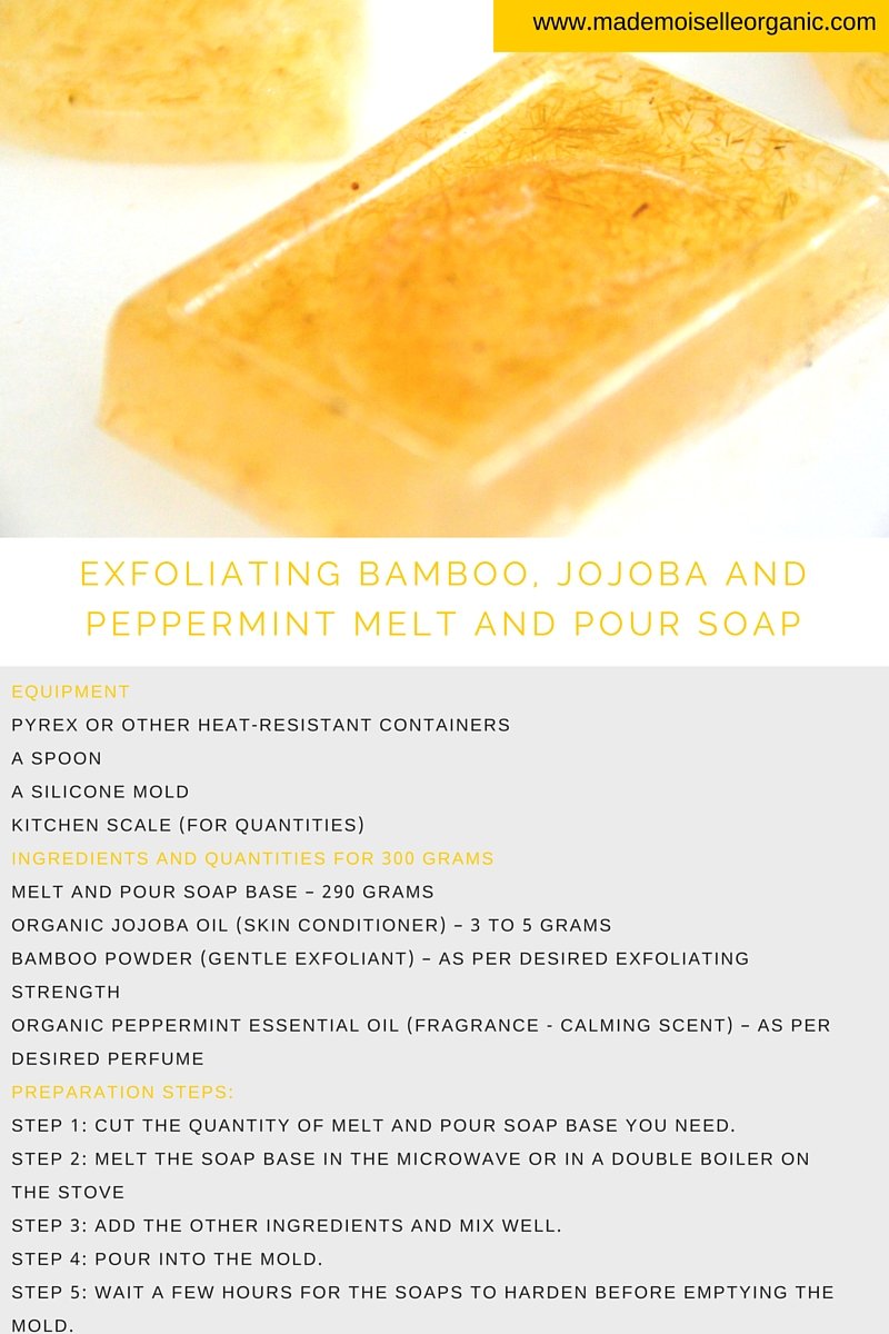Exfoliating Bamboo, Jojoba and Peppermint Melt and Pour Soap recipe