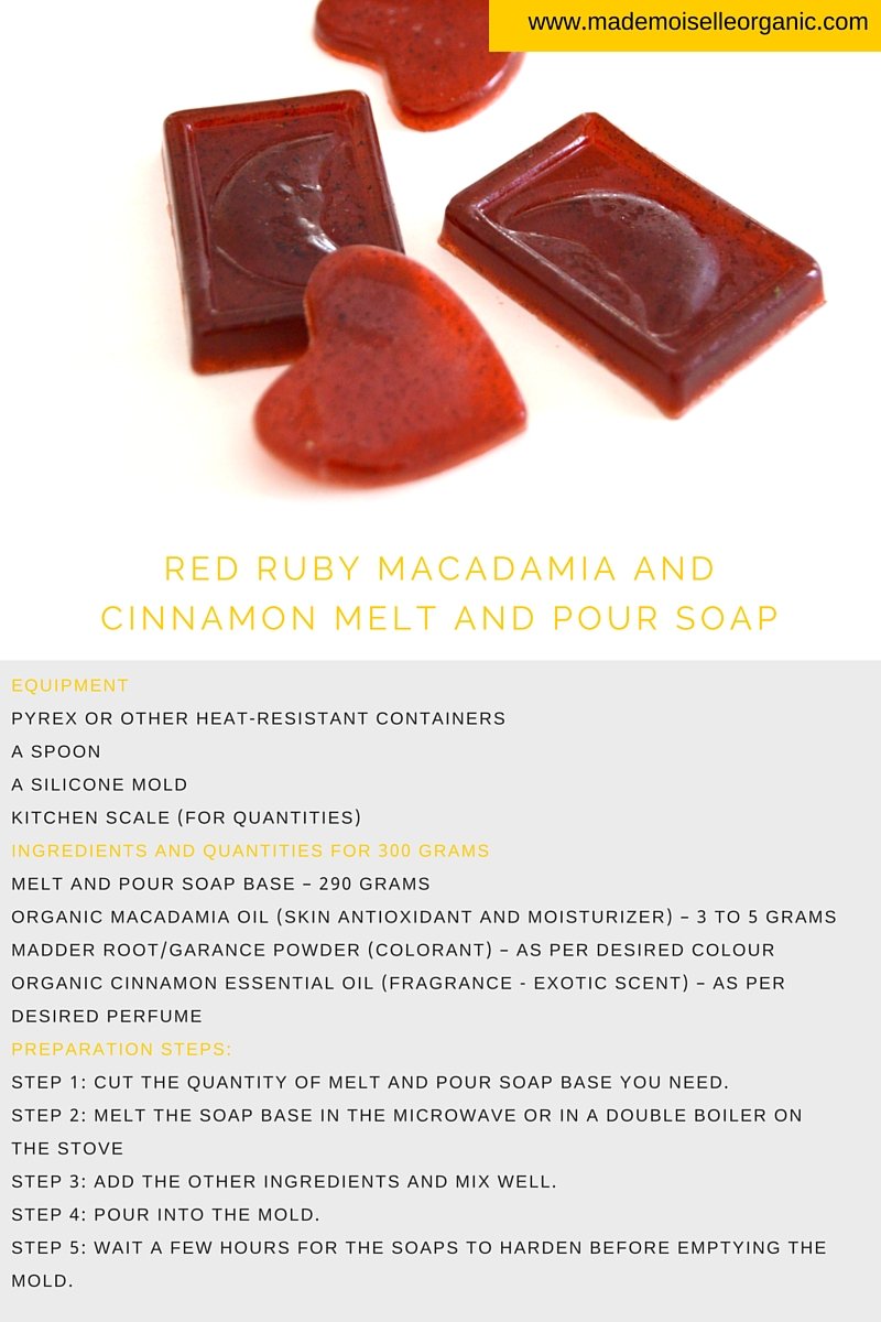 Red Ruby Macadamia and Cinnamon Melt and Pour Soap recipe