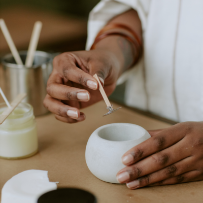 Handmade skincare products in workshop