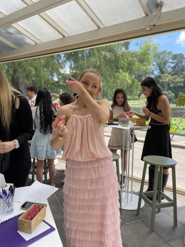 Wedding guest activities at a DIY essential oil perfume station where guests create personalised perfumes at a wedding in Australia.